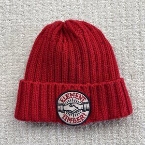 Y2K Element Skateboards Skate Beanie Timber Patch Ribbed Knit Hat Red Outdoor
